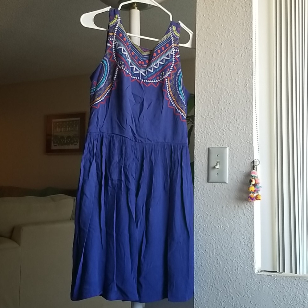 2 for 10 Blue Sleeveless Dress w Embroidery